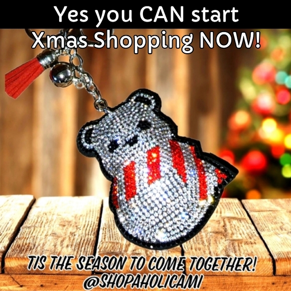 None Accessories - 🛍️$28 SALE🛍️ SNAZZY WINTER BEAR Blingin' Puff Keychain Rhinestone